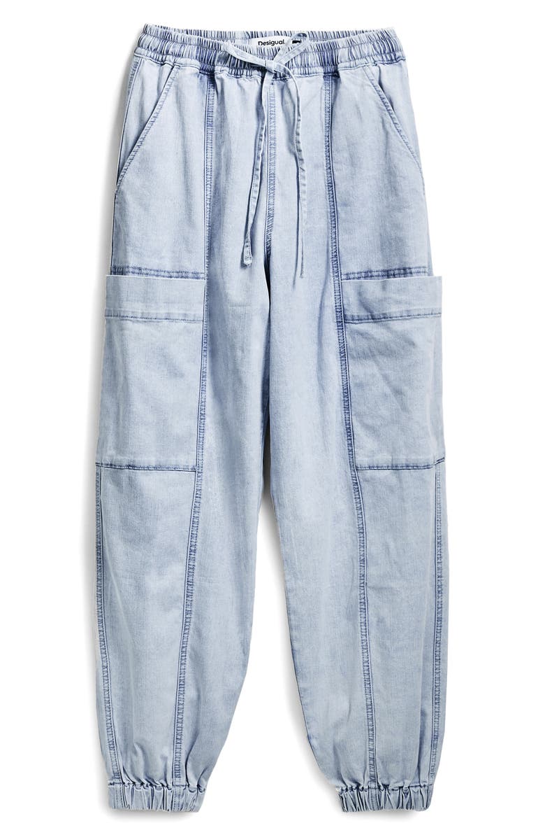 Desigual Chambray Cargo Joggers, Alternate, color, Light Blue