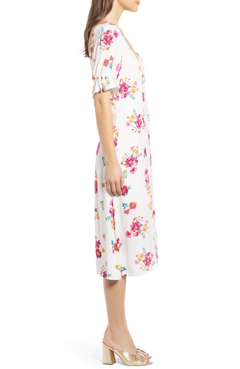 Row A Floral Print Midi Dress, Alternate, color, 