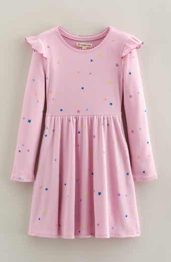 Kids' Ruffle Long Sleeve Rib Dress
