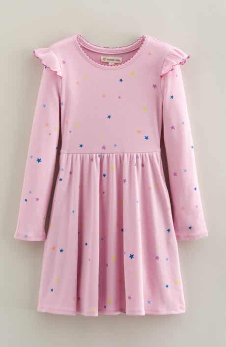 Kids' Ruffle Long Sleeve Rib Dress