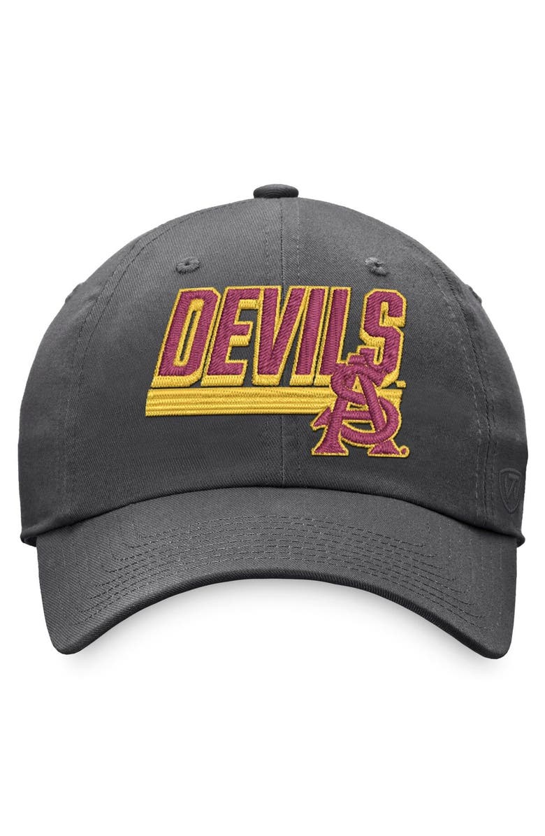 TOP OF THE WORLD Men's Top of the World Charcoal Arizona State Sun Devils Slice Adjustable Hat, Alternate, color, Charcoal