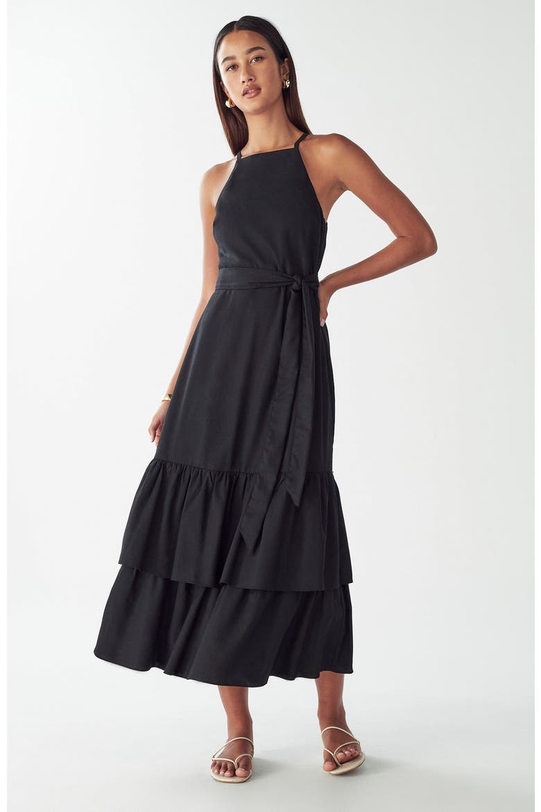Lou Tiered Dress, Alternate, color, Black