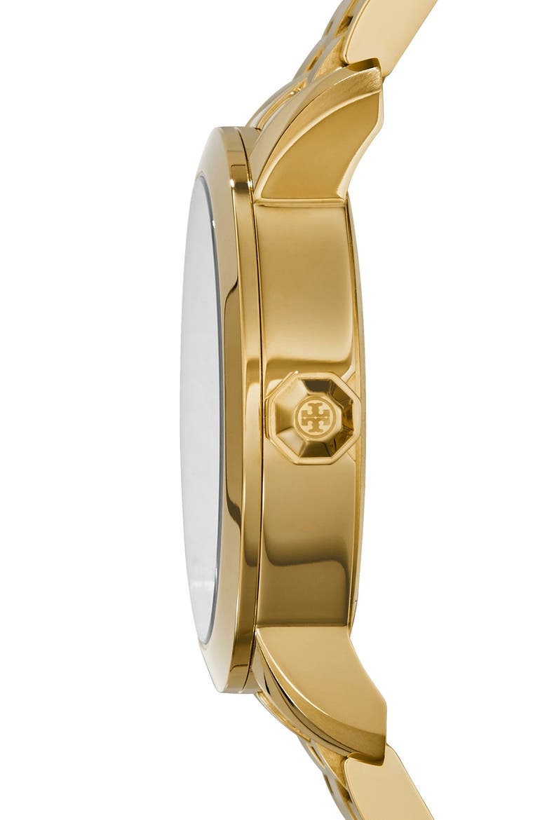 'Tory' Large Round Bracelet Watch, 37mm, Alternate, color, GOLD/ ORANGE