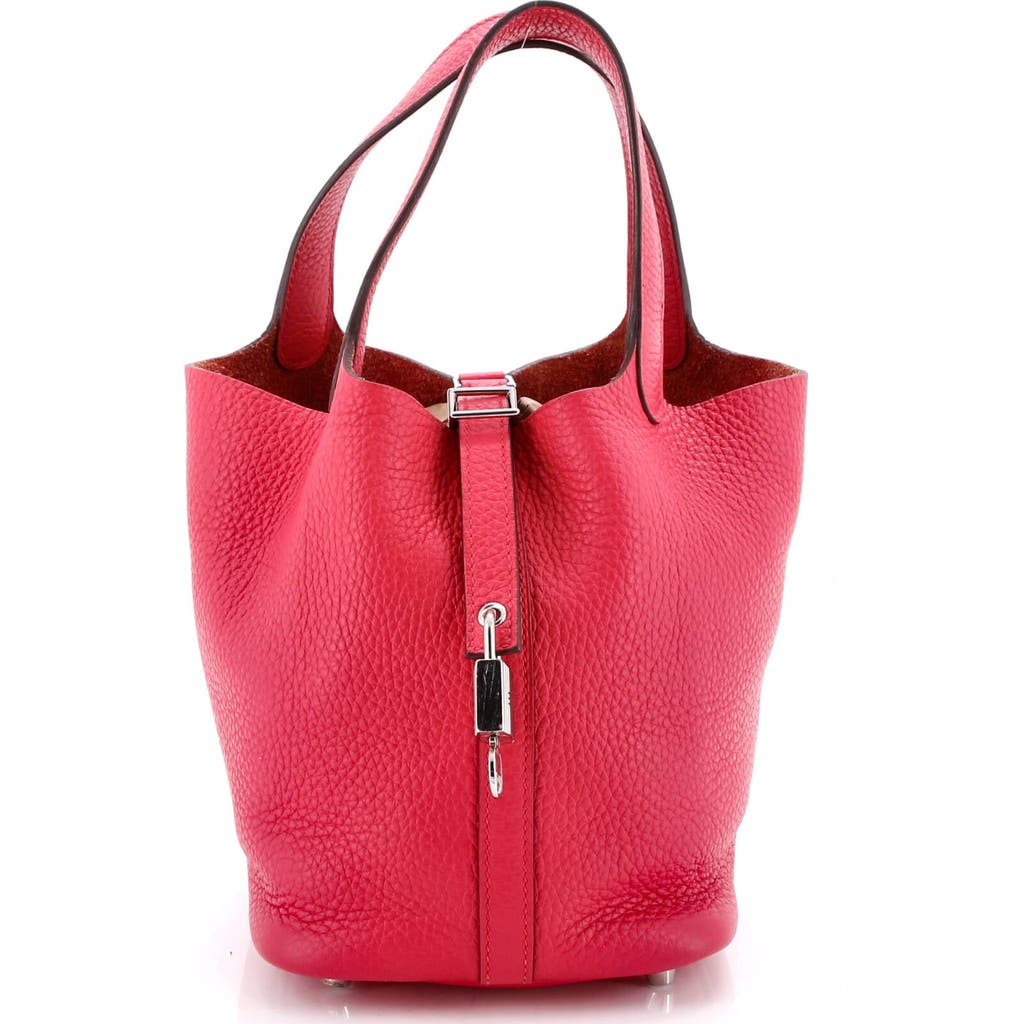 Pre-owned Hermes Hermes Picotin Lock Bag Clemence Pm In Pink