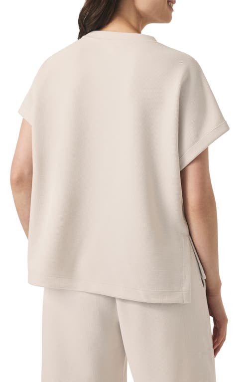 Splendid Waffle Scuba Knit Short Sleeve Sweatshirt In Neutral