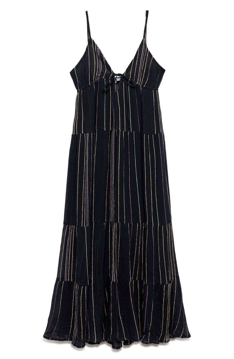 MANGO Dobby Stripe Cotton Blend Sundress, Alternate, color, Black