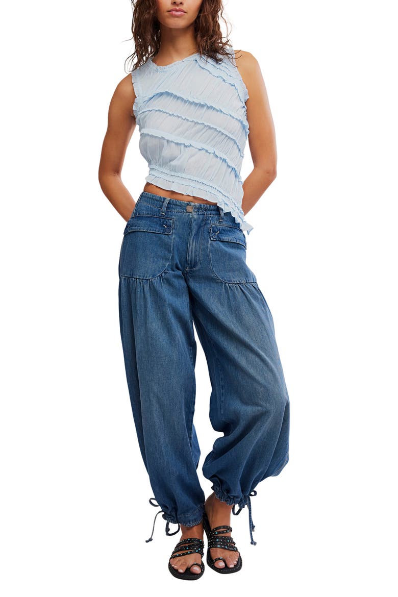 Smocked Asymmetric Tank, Alternate, color, DEW SHINE