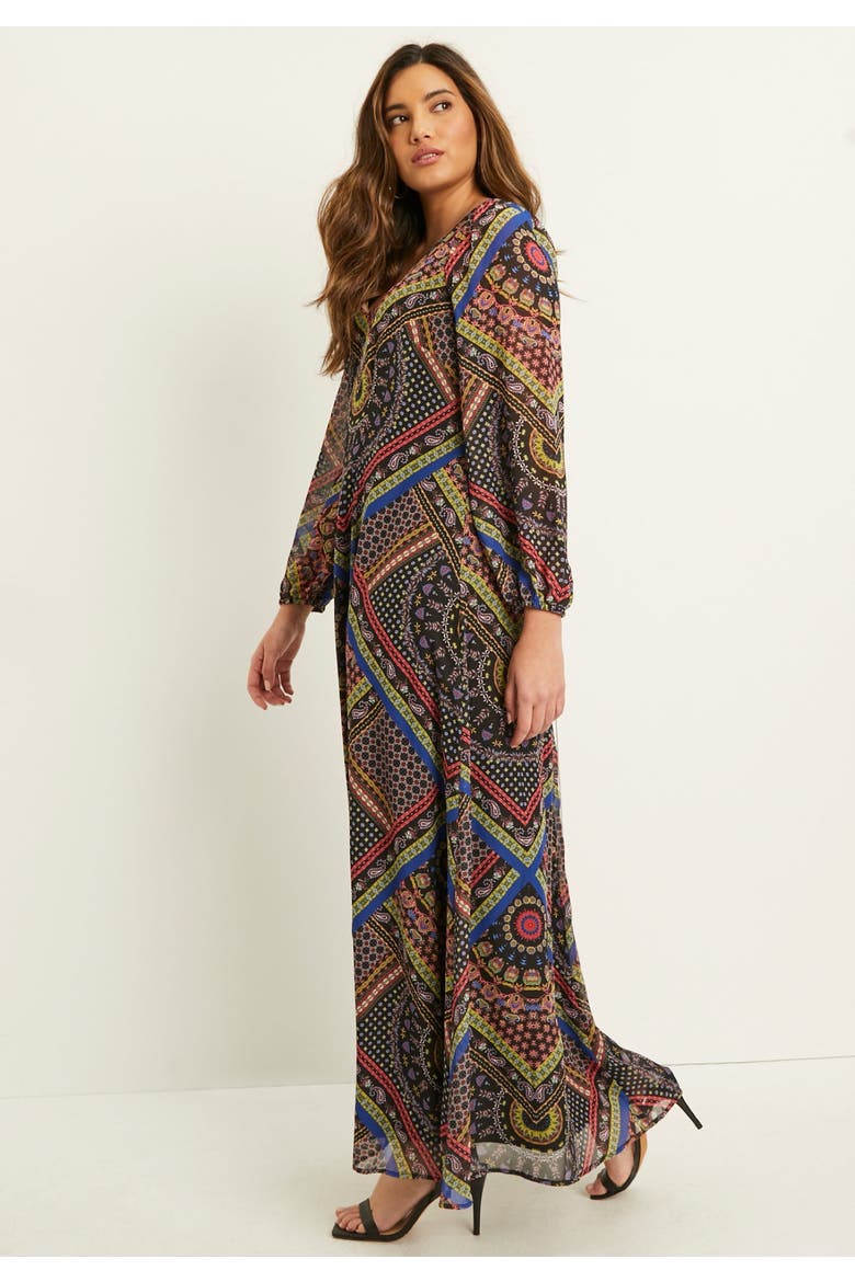 Chiffon Maxi Dress, Alternate, color, MULTI BIAS BANDANA