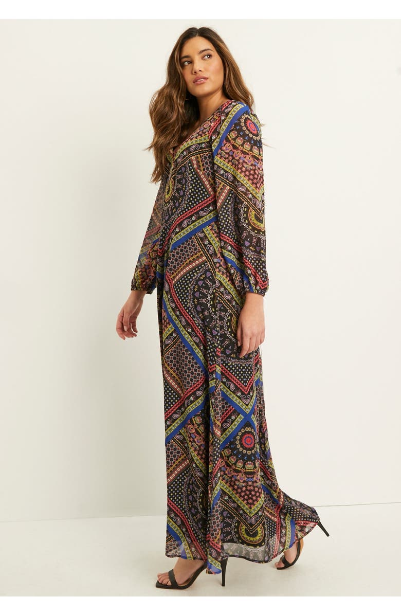 June + Vie Chiffon Maxi Dress, Alternate, color, Multi Bias Bandana