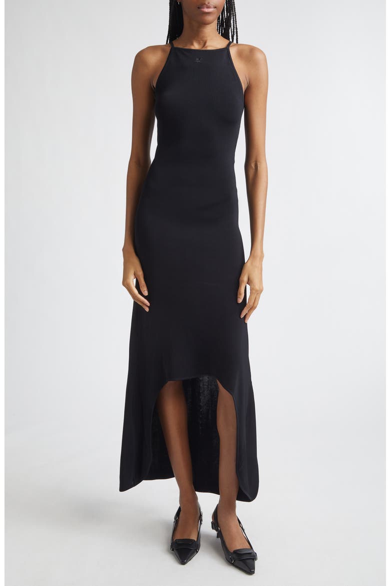 Circle Edge Knit Dress, Main, color, BLACK