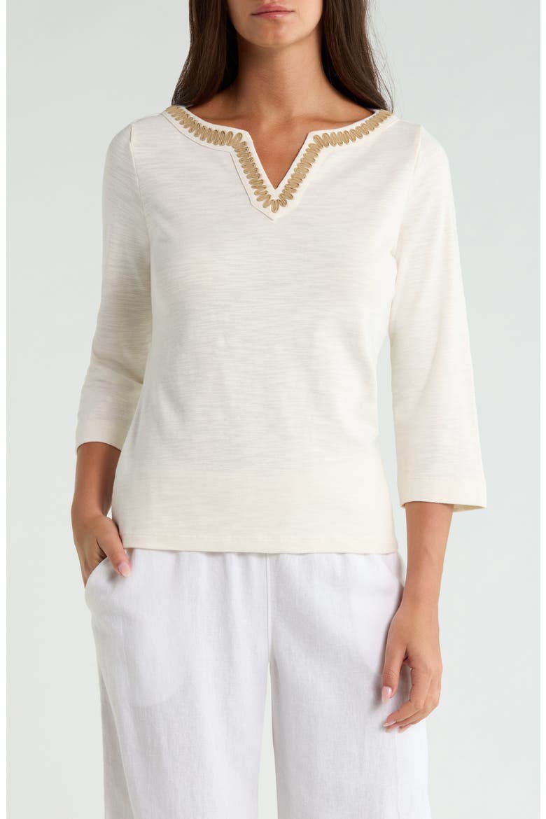 Ashby Isles Soutache Split Neck Top, Main, color, COCONUT