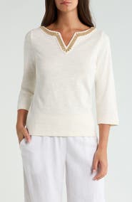 Tommy Bahama Ashby Isles Soutache Split Neck Top