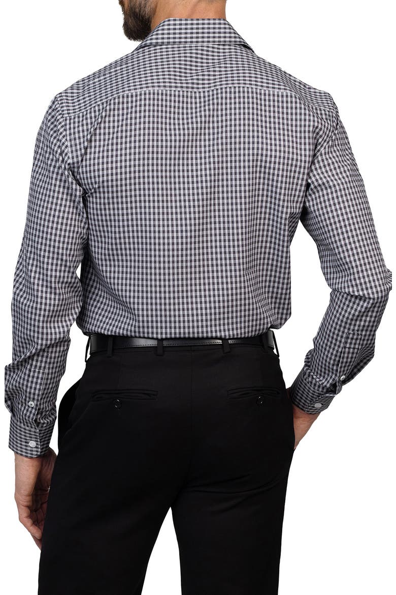 Trim Fit Check Dress Shirt, Alternate, color, OFF WHITE/ BLACK