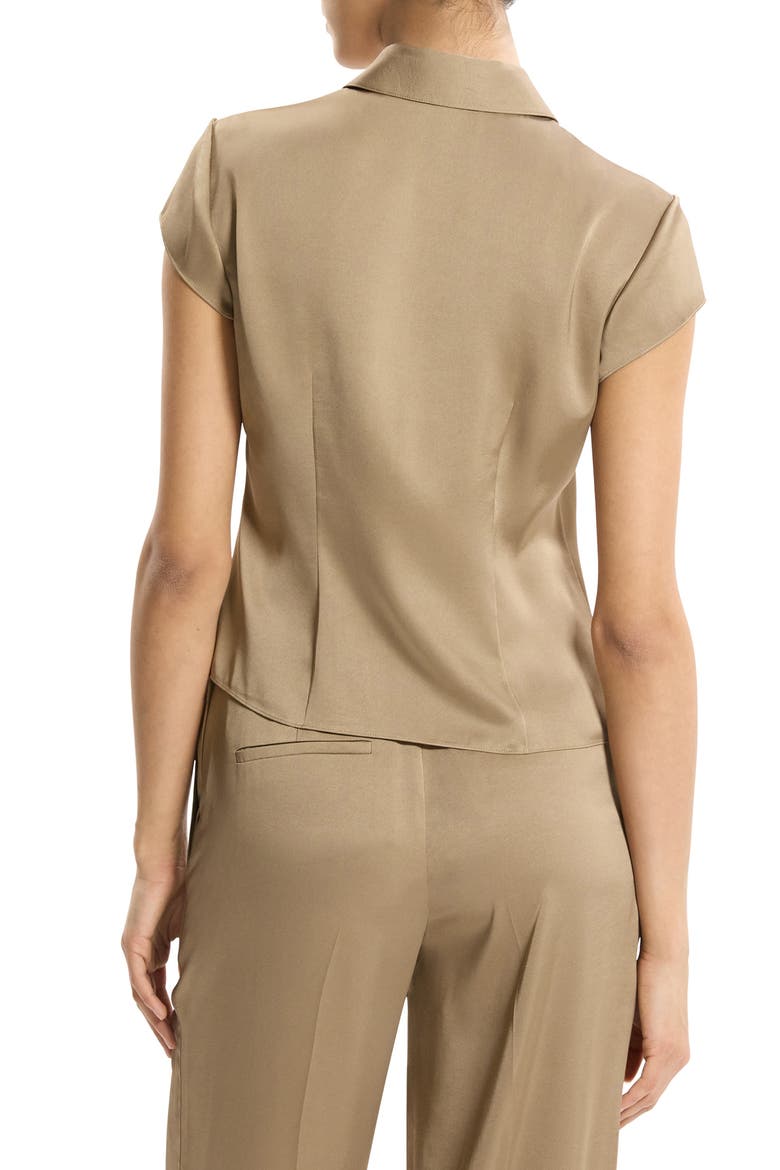 Cap Sleeve Satin Shirt, Alternate, color, MOCHA TAUPE