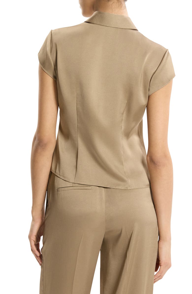 Theory Cap Sleeve Satin Shirt, Alternate, color, Mocha Taupe