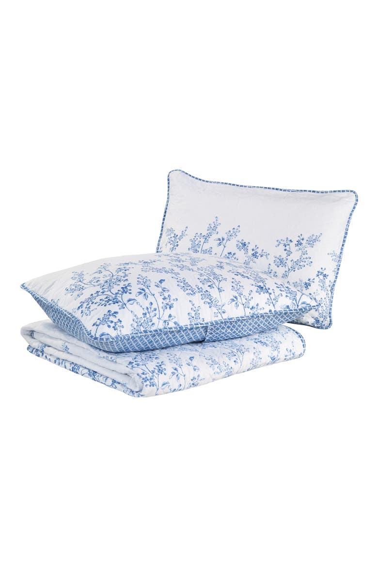 Flora Twin Quilt & Sham Set, Main, color, BLUE