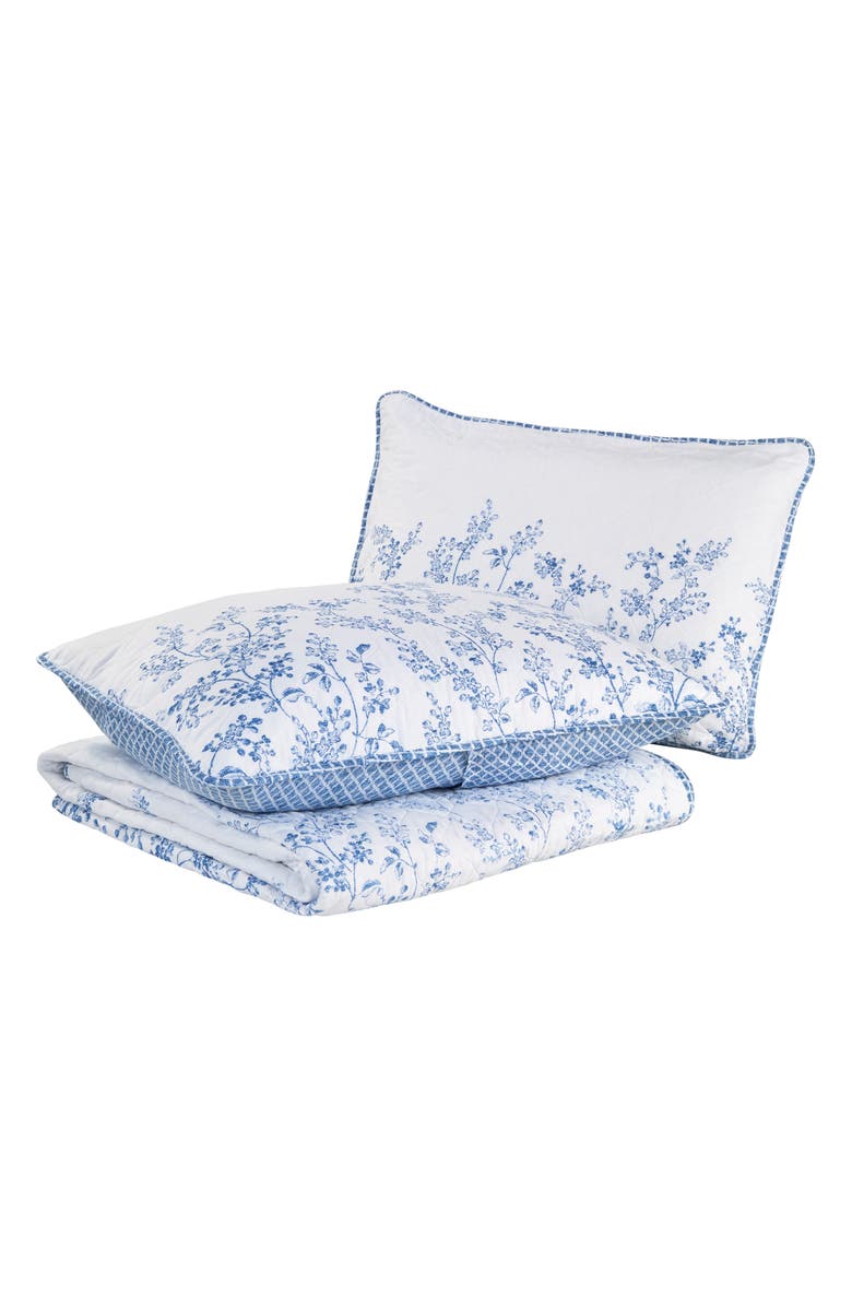 Laura Ashley Flora Twin Quilt & Sham Set, Main, color, Blue