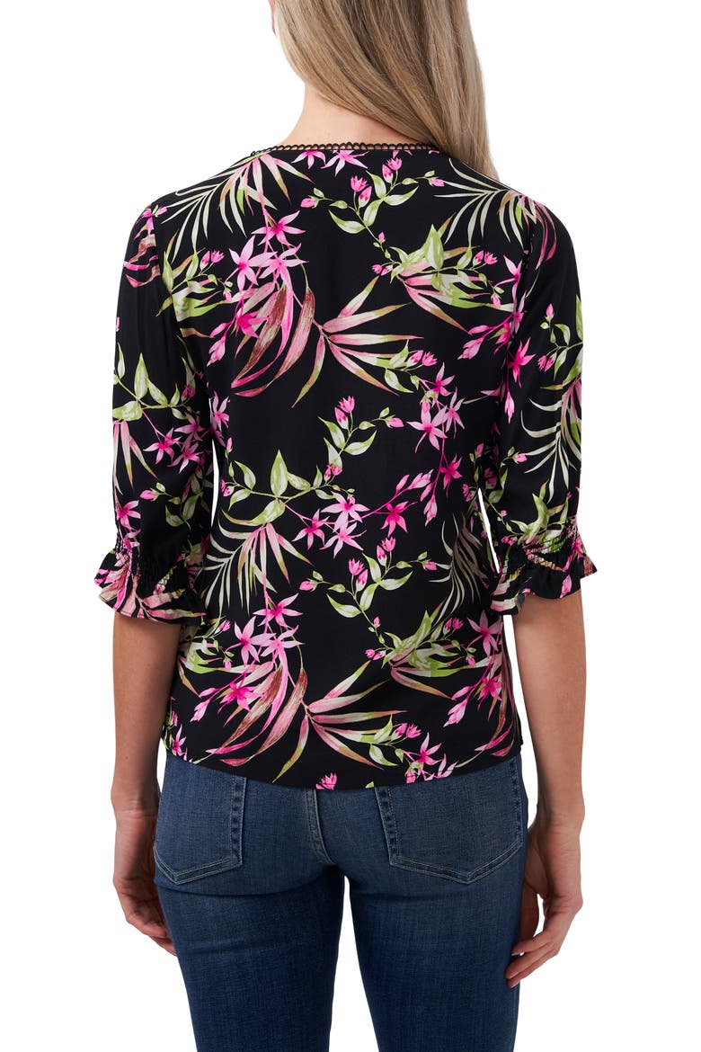 Ruffle V-Neck Blouse, Alternate, color, RICH BLACK