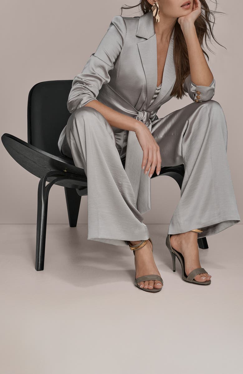 Donna Karan New York Metallic Tie Front Blazer, Alternate, color, Vapor