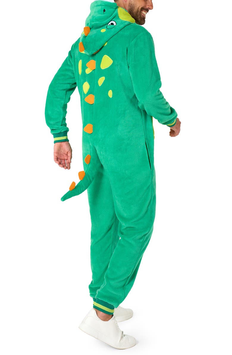OppoSuits Dinosaur Hooded Fleece Costume Jumpsuit, Alternate, color, Green