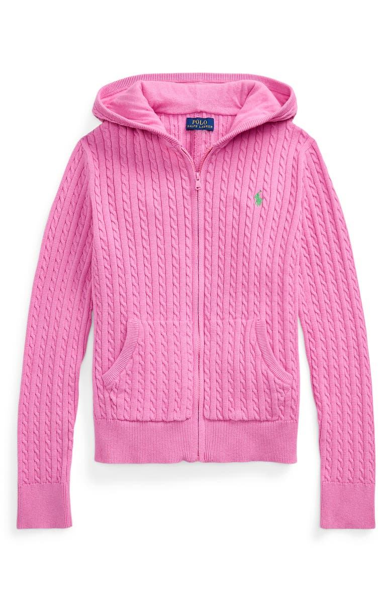 Polo Ralph Lauren Kids' Mini Cable Cotton Hooded Zip-Up Cardigan, Main, color,