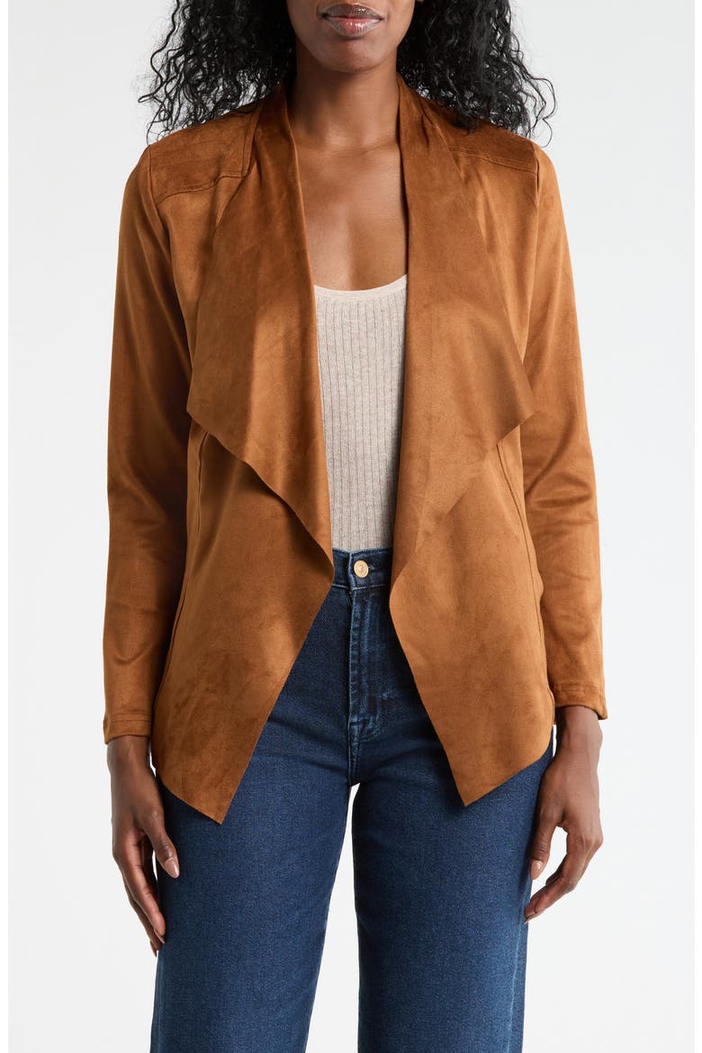 Faux Suede Jacket, Main, color, CAMEL