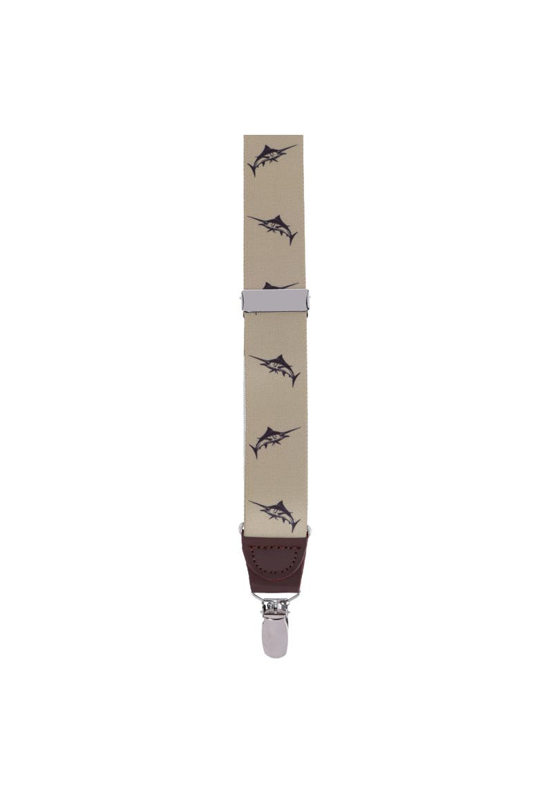 Marlin Fish Print Clip End Suspenders, Alternate, color, Tan