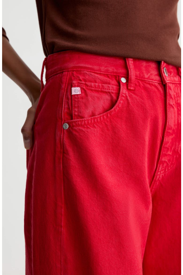 Hattie Raw Hem High Waist Crop Barrel Jeans, Alternate, color, RECORDING RED