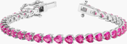 Aurate New York Lab Grown Pink Sapphire Heart Tennis Bracelet