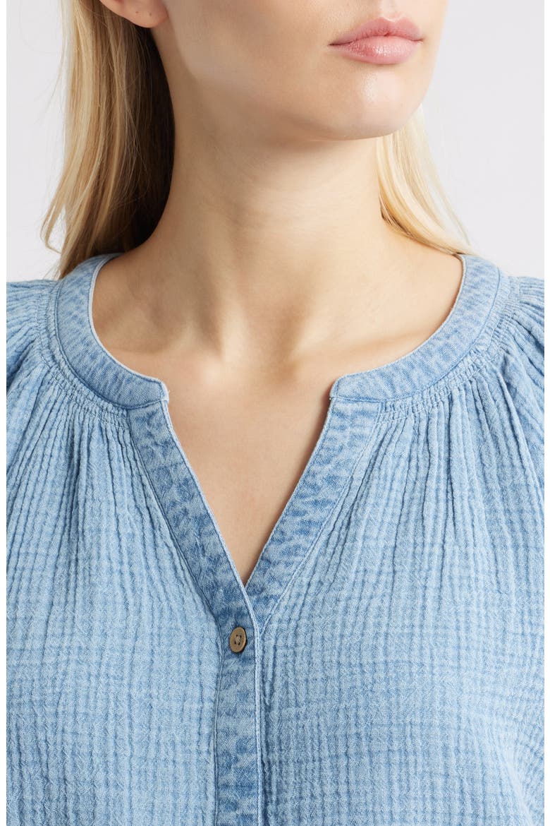 Lark Cotton Gauze Button-Up Shirt, Alternate, color, BLUE ACID WASH