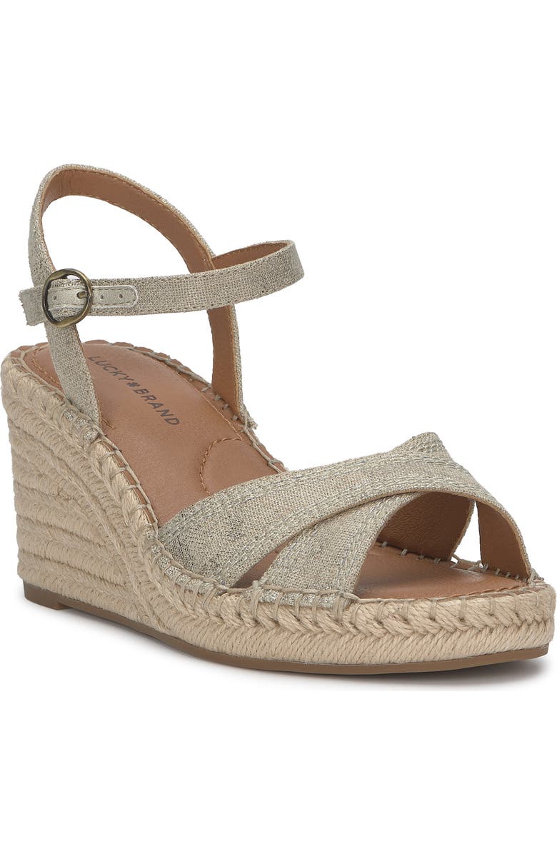 Lucky Brand Candyr Platform Wedge Sandal, Main, color, Natural/ Platinum