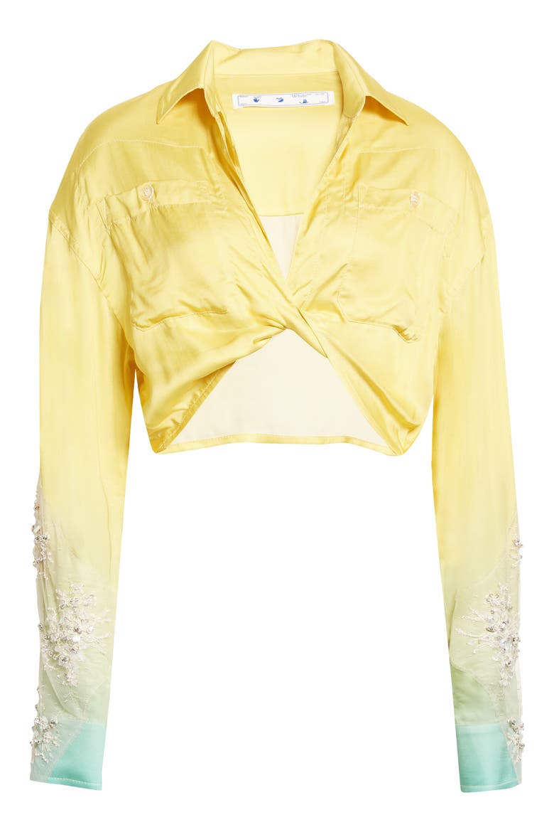 Gender Inclusive Dégradé Twist Hem Crop Top (Nordstrom Exclusive), Alternate, color, LIGHT GREEN