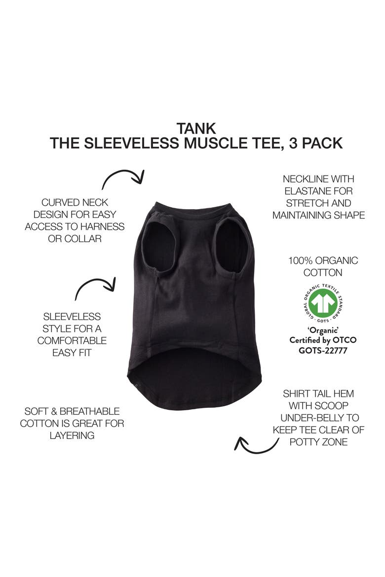Tank 3-Pack Pet Muscle T-Shirts, Alternate, color, TAUPE BLACK STRIPE