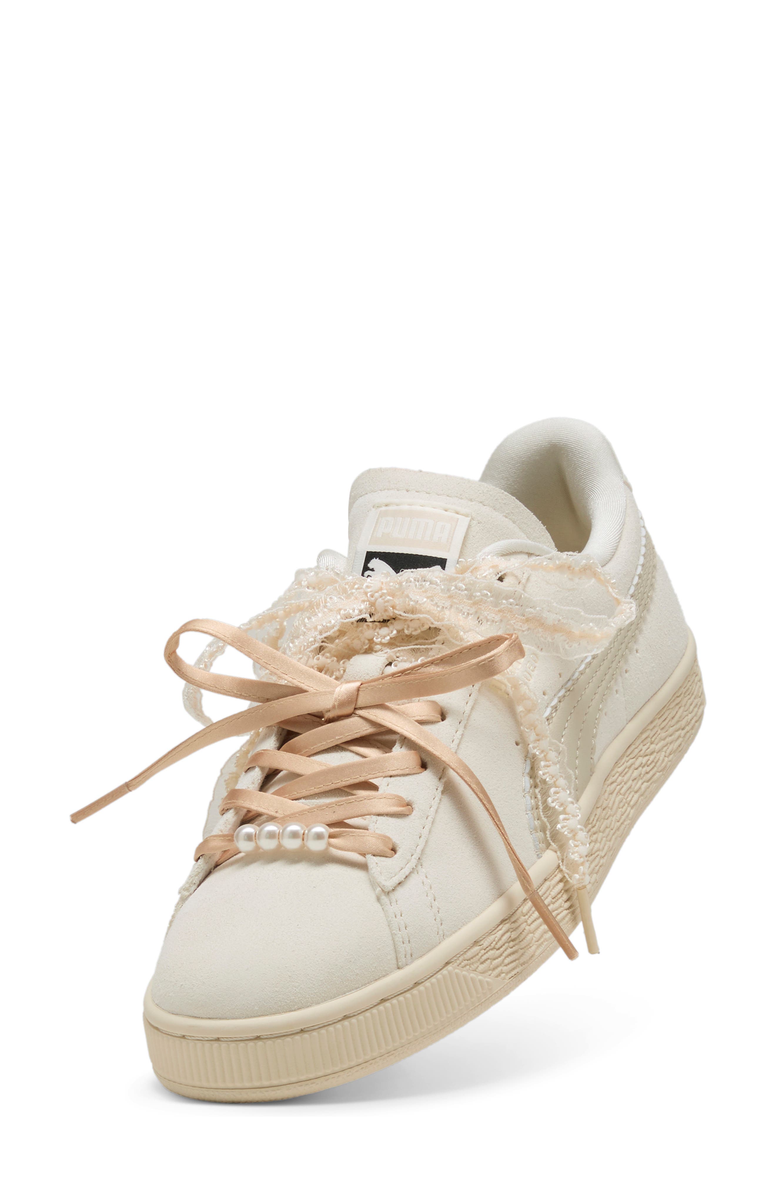 Suede Bloom Sneaker, Alternate, color, FROSTED IVORY/ SILVER FOG