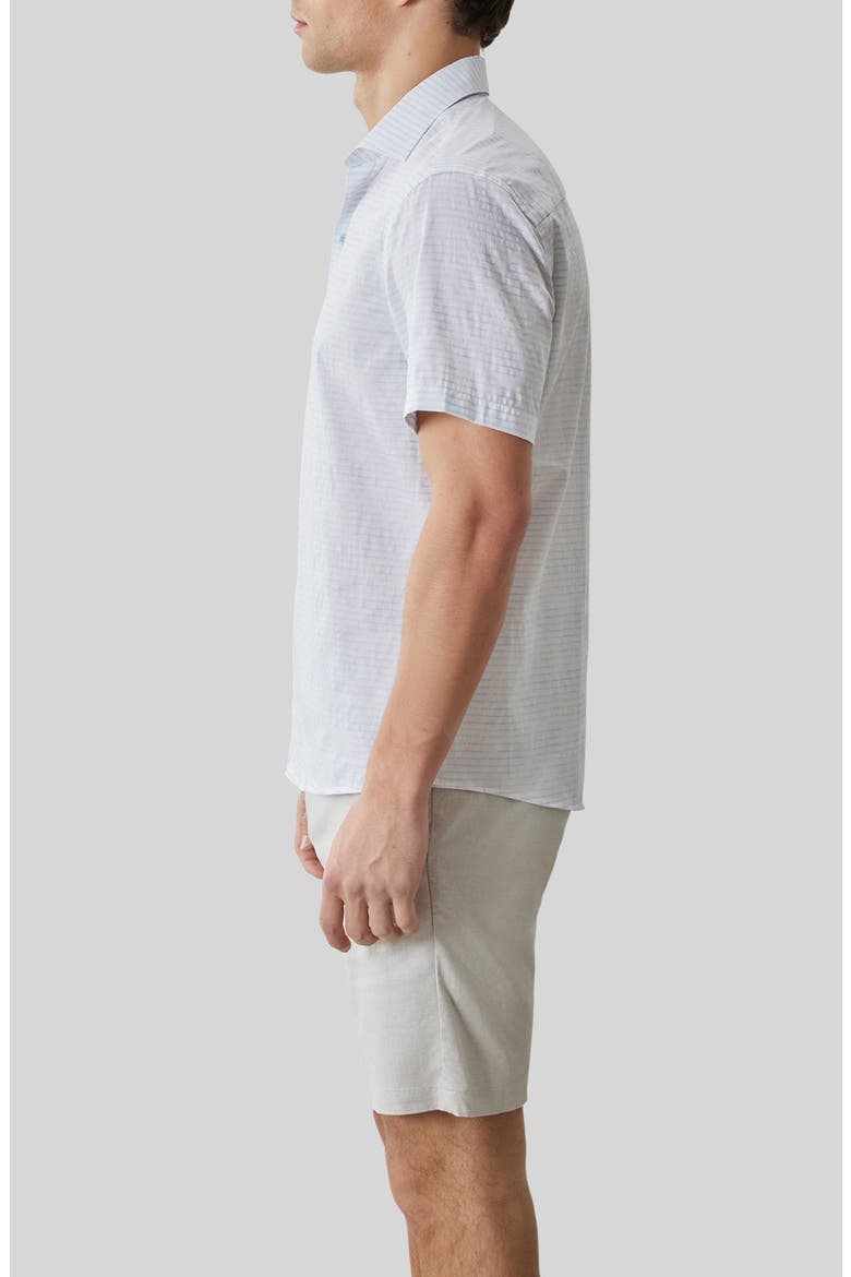Ven Stripe Floral Jacquard Short Sleeve Button-Up Shirt, Alternate, color, POWDER BLUE