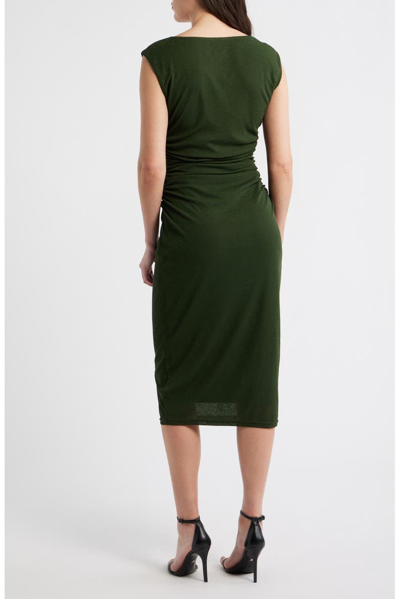 Sleeveless Ruched Waist Jersey Midi Dress, Alternate, color, FOREST GREEN