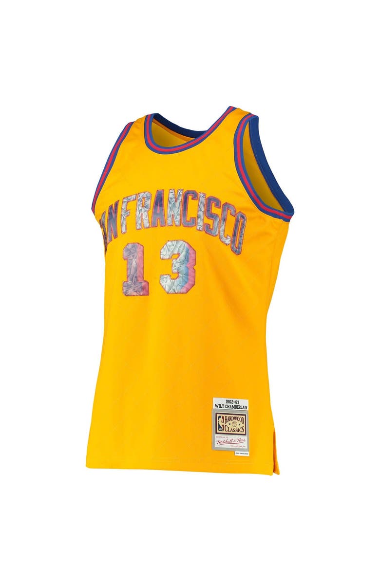 Mitchell & Ness Men's Mitchell & Ness Wilt Chamberlain Gold San Francisco Warriors 1962/63 Hardwood Classics NBA 75th Anniversary Diamond Swingman Jersey, Alternate, color, 