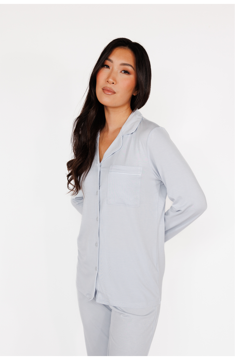 In My Sundays Long Sleeve & Pant Pajama Set, Main, color, Powder Blue