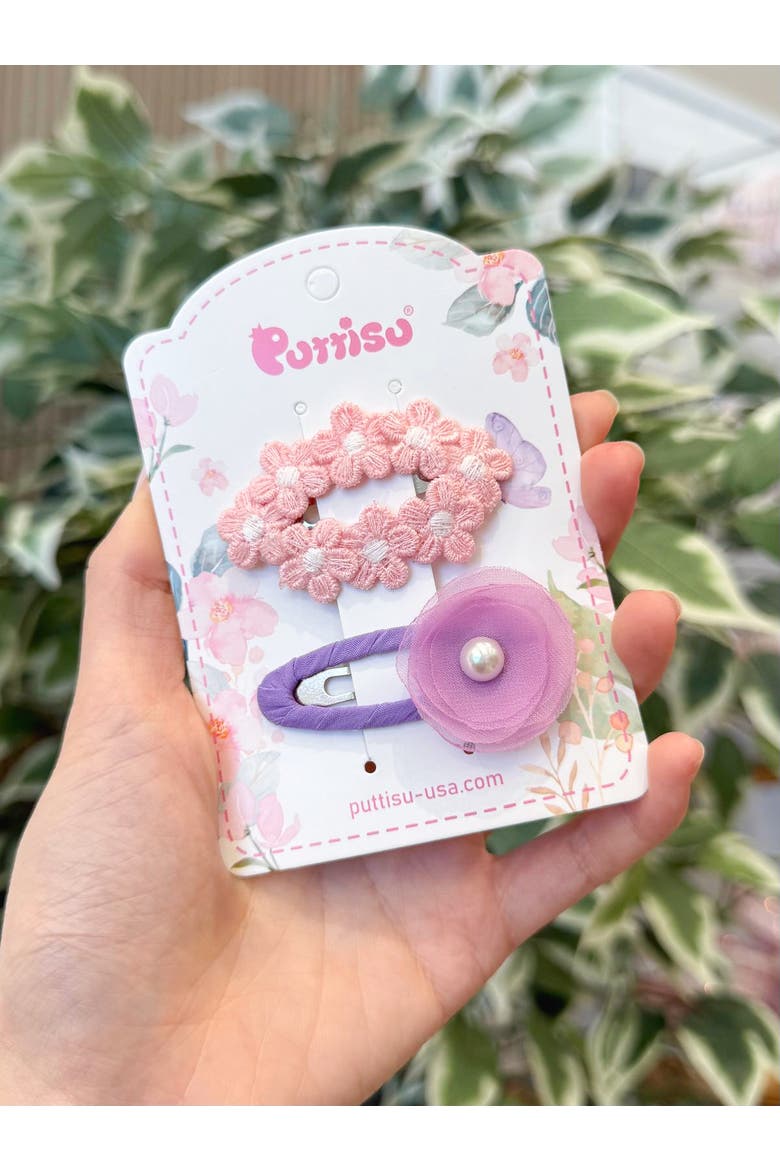 Tulle Blossom Charm Hair Clip Set of 5, Alternate, color, Pink & Lavender