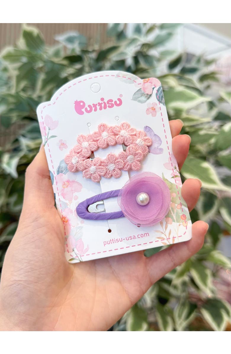 Puttisu Tulle Blossom Charm Hair Clip Set of 5, Alternate, color, Pink & Lavender