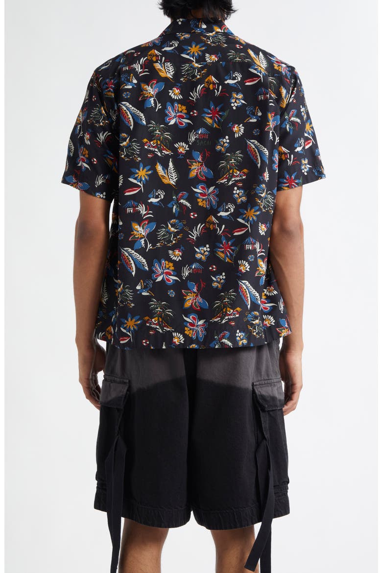 Tropical Print Camp Shirt, Alternate, color, BLACK TROPICAL