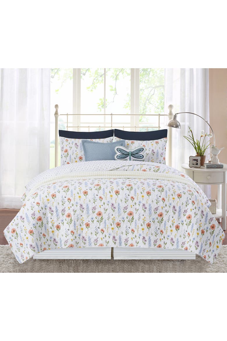 Greta Flower Full/Queen 3-Piece Quilt Bedding Set, Alternate, color, White