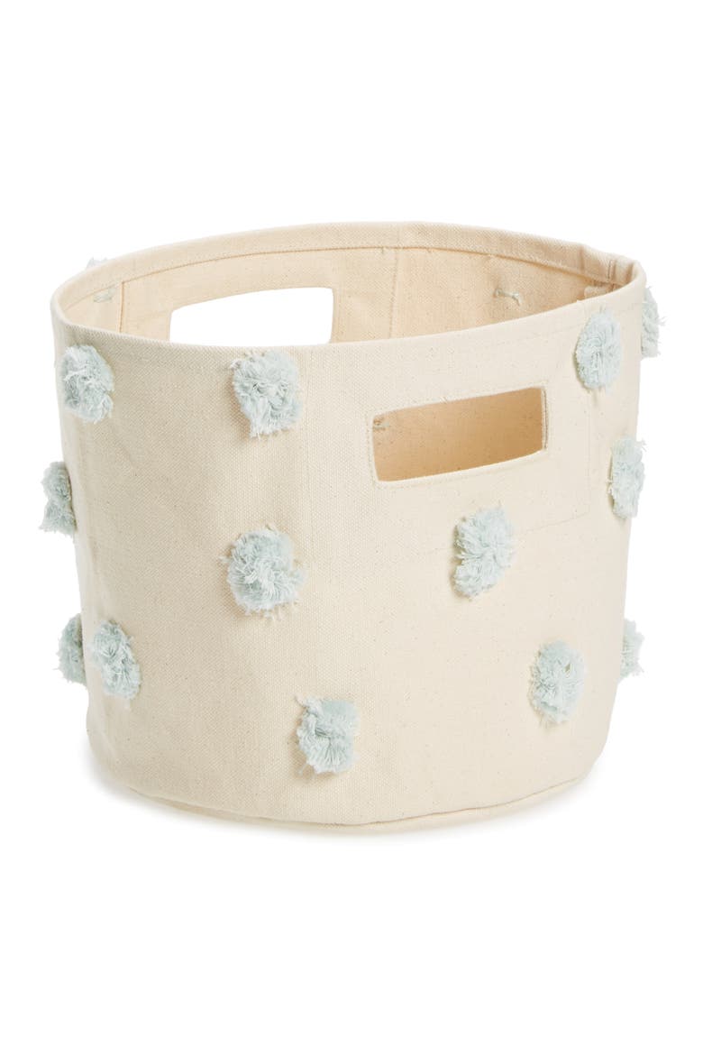Mini Pompom Canvas Bin, Alternate, color, MIST BLUE