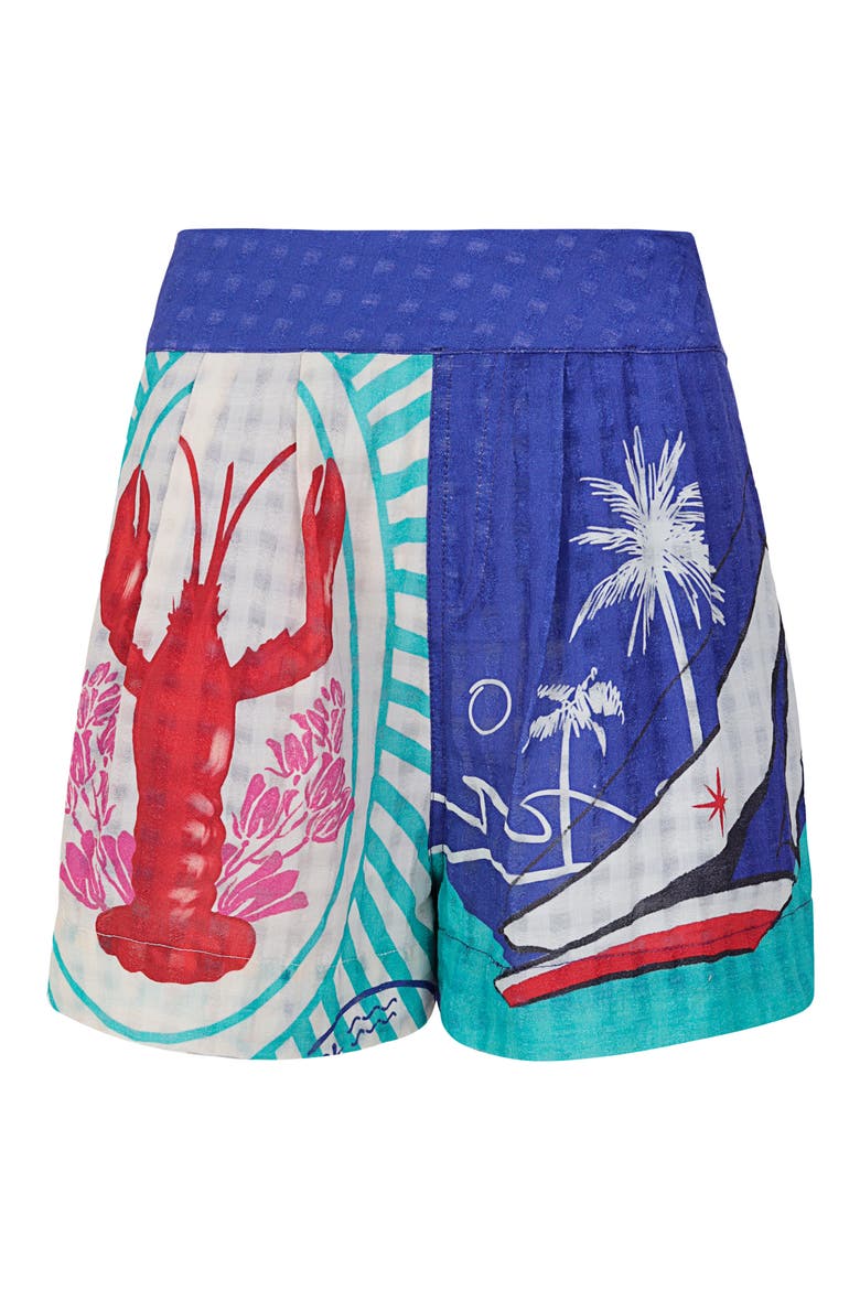 Lia Alina Cotton Cover-Up Shorts, Alternate, color, BLUE MULTI