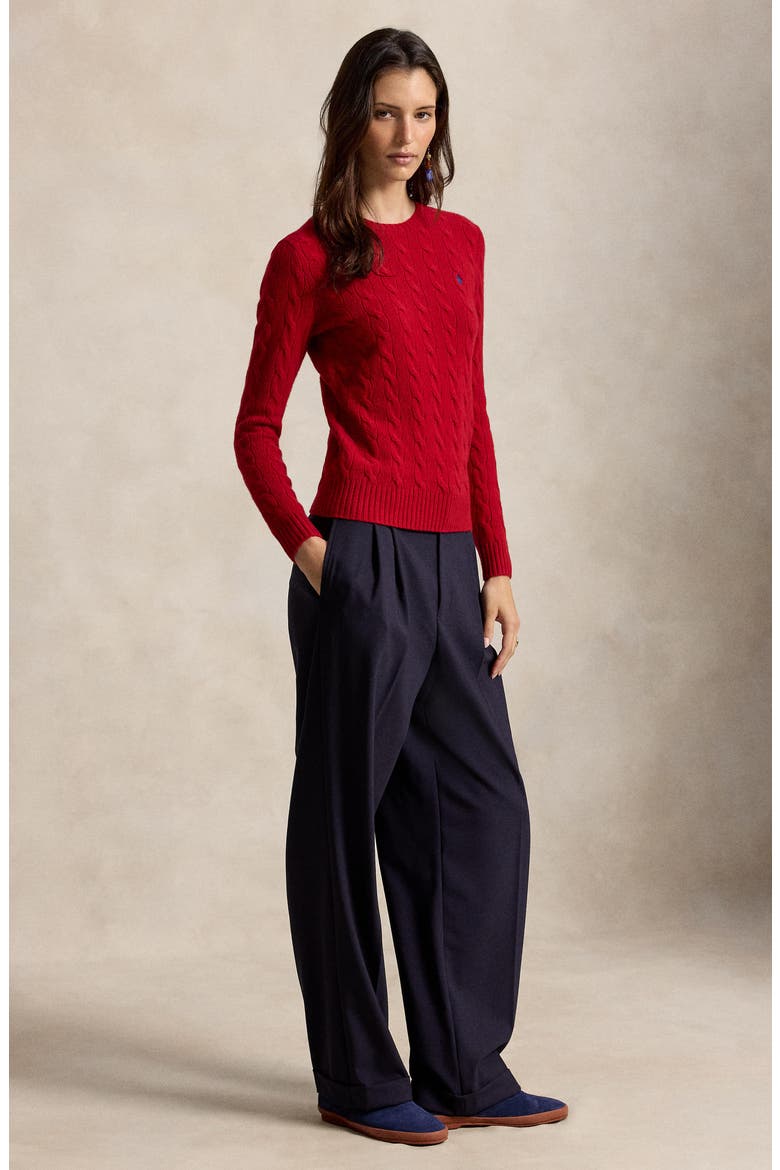 Cable Knit Wool & Cashmere Sweater, Alternate, color, UNVRSTY RD