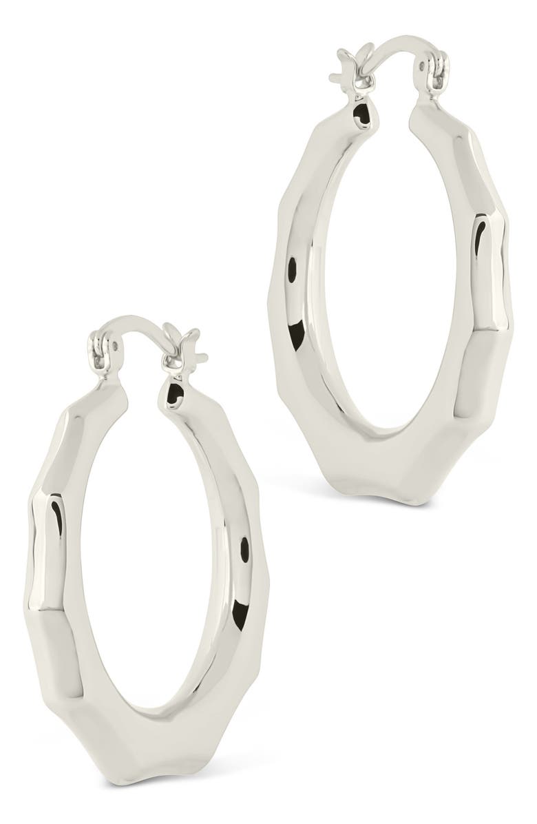 Sterling Forever Zia Door Knocker Hoop Earrings, Alternate, color, Silver