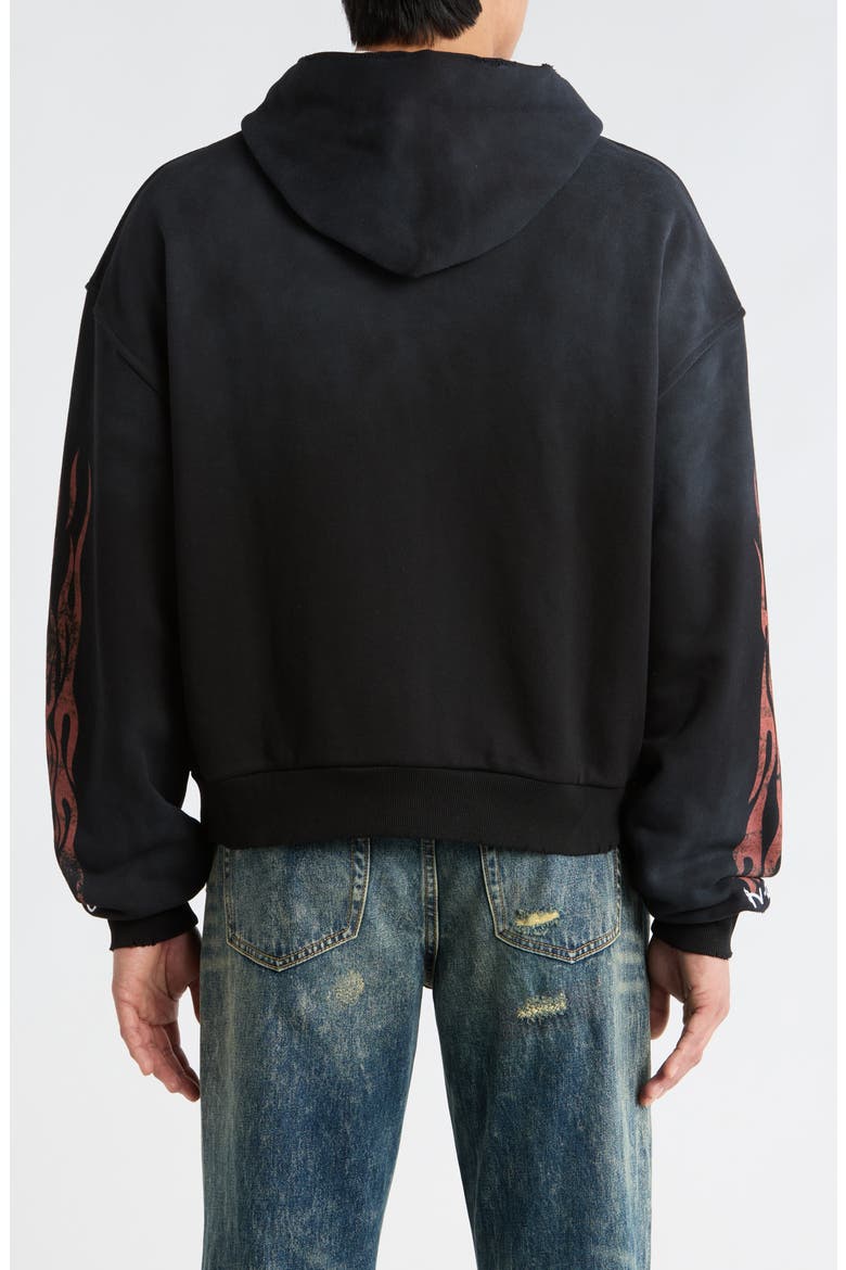 Flame Logo Zip Front Hoodie, Alternate, color, BLACK