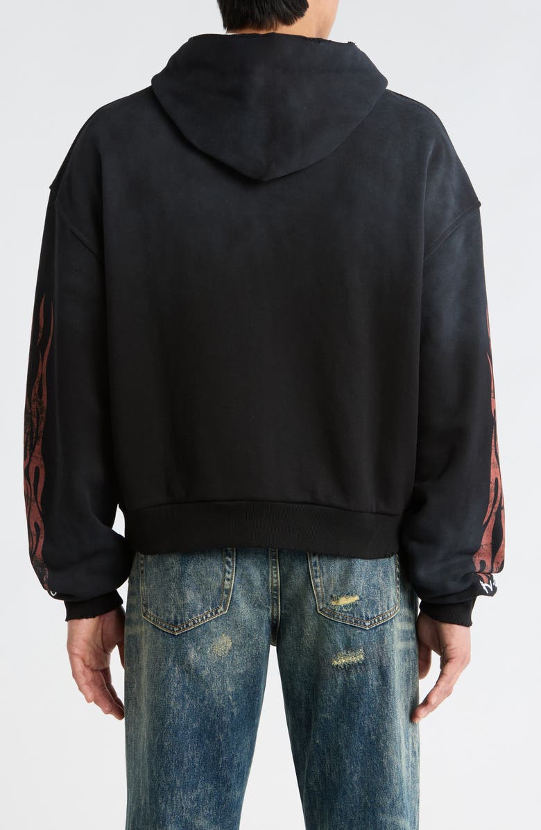 Nothing Grows Overnight Flame Logo Zip Front Hoodie, Alternate, color, Black