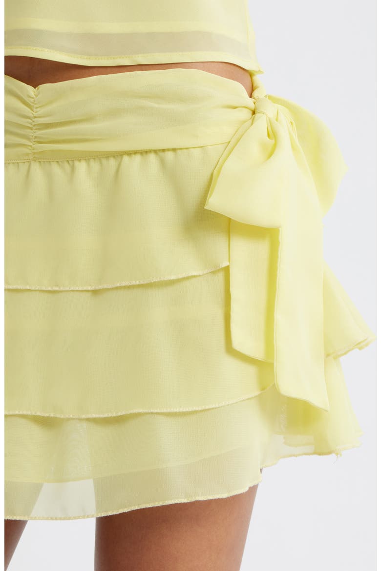 Emma Side Tie Ruffle Miniskirt, Alternate, color, YELLOW