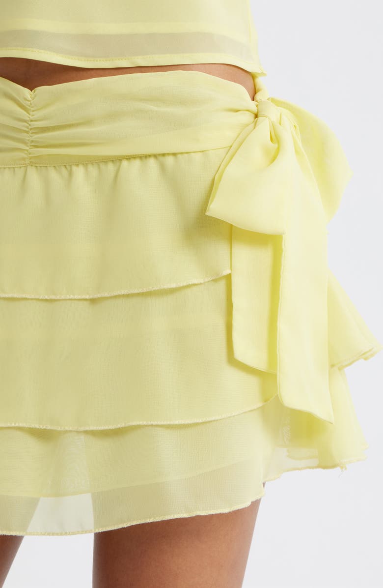 Bella Venice Emma Side Tie Ruffle Miniskirt, Alternate, color, Yellow